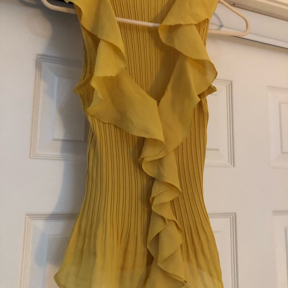 Sunny Leigh Yellow Ruffle-Front Pleated Camisole